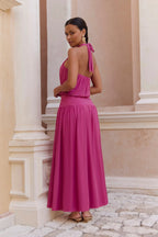 Camellia – Maxikleid mit Neckholder und Mesh-Akzenten