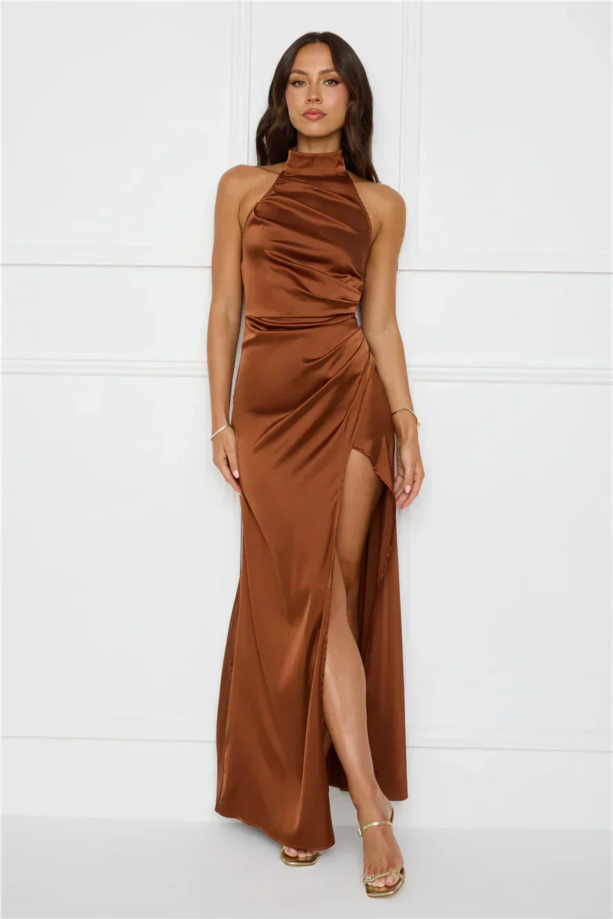 Sonnet – Satin-Maxikleid mit Neckholder