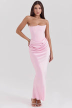 Trägerloses Maxikleid in Grün