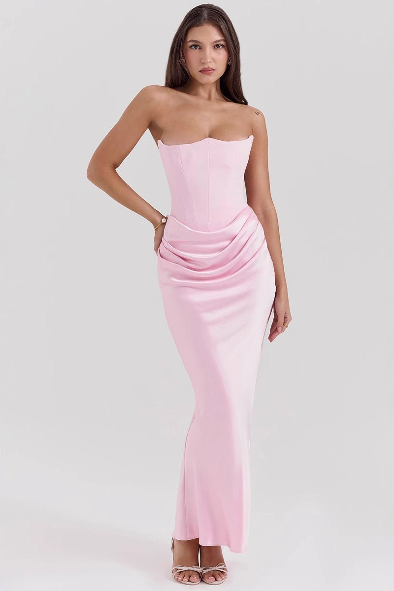 Trägerloses Maxikleid in Grün