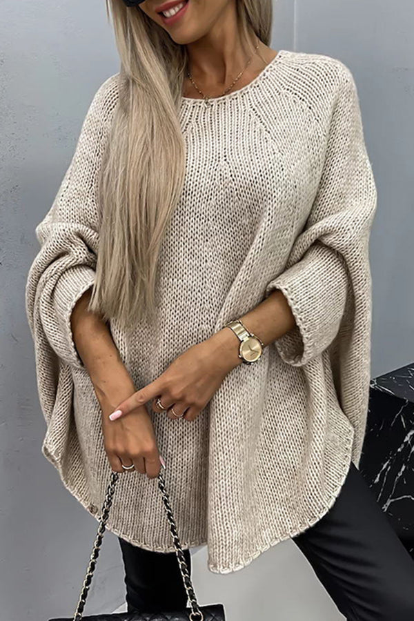 Damen Oversize Strickpullover mit Rundhalsausschnitt