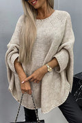 Damen Oversize Strickpullover mit Rundhalsausschnitt