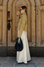 Jacke mit Wildleder in Braun mit Polokragen