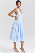 Kleid mit Neckholder in Blau