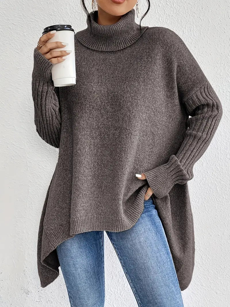 Bequemer langer Rollkragenpullover