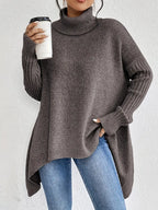 Bequemer langer Rollkragenpullover