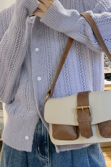 Strickjacke mit Strickstruktur in Grün locker geschnitten