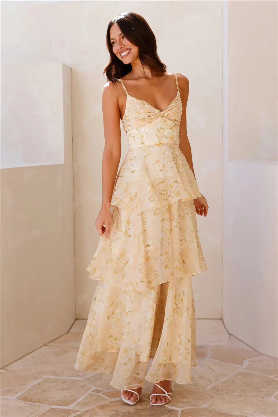 Sun – Maxikleid mit Volants und Falten