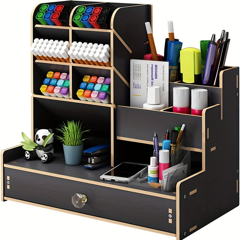 Räumliches Bambooschreibtischregal mit Schublade – Organisiere deinen Arbeitsplatz effizient und elegant