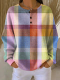 Pullover mit Karomuster und Knopfleiste
