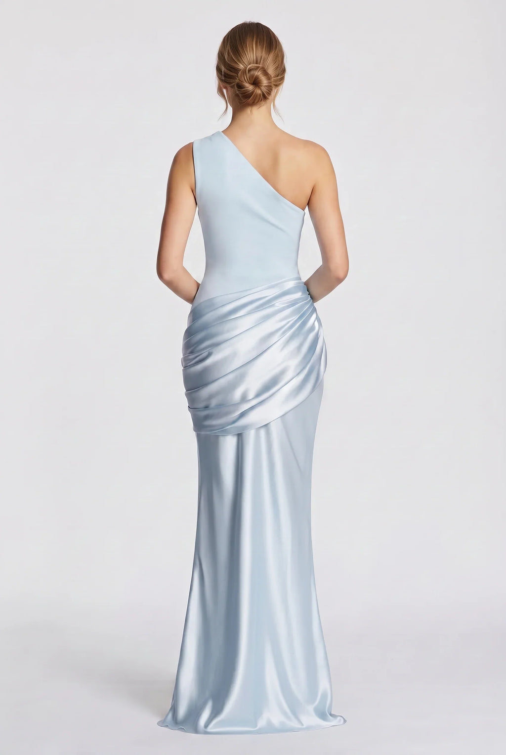 Damen One-Shoulder-Maxikleid mit Satin-Drapierung