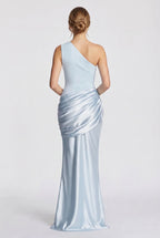 Damen One-Shoulder-Maxikleid mit Satin-Drapierung