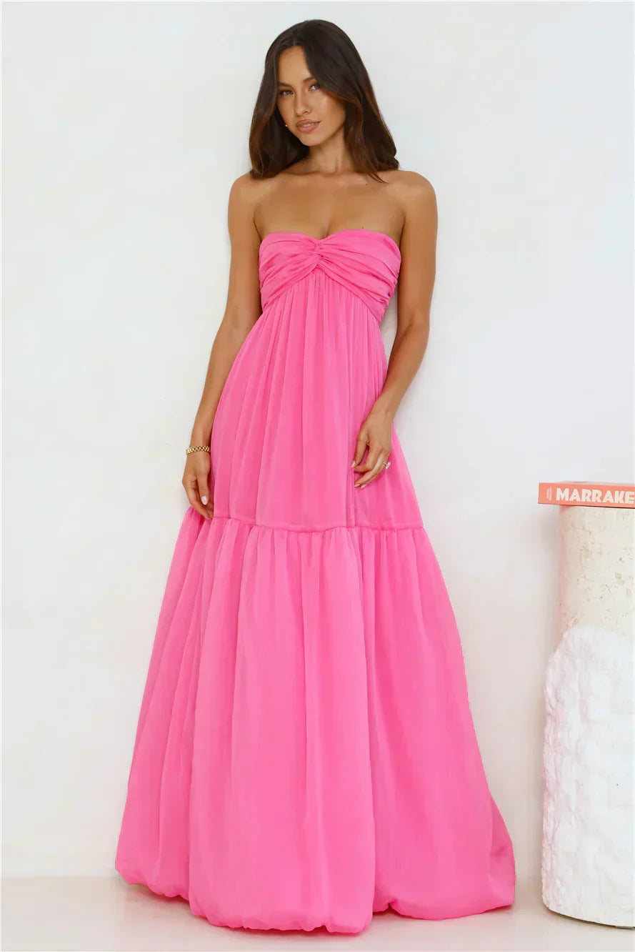 Damen Bandeau-Maxikleid mit Raffdetail