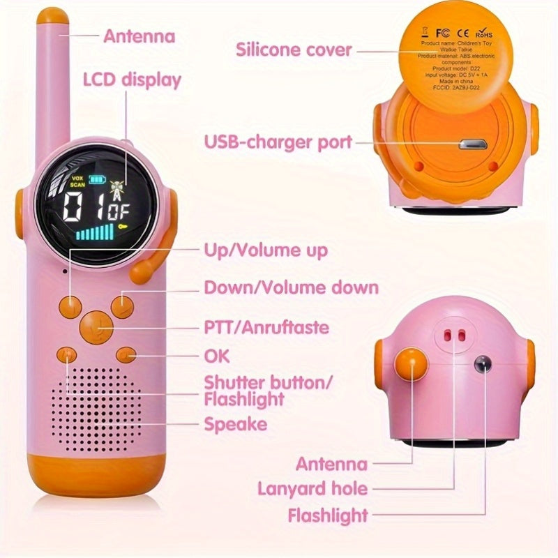 Kinder Walkie-Talkies Paar: 3-Meilen-Reichweite & wiederaufladbarer Akku