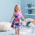 Disney Stitch Mädchen Ärmelloses Rundhalskleid inklusive Schleife & Blumenmuster - Leichter Polyester-Spandex
