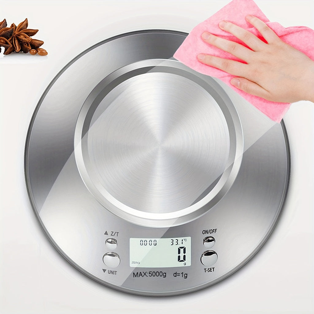 Digitale Küchenwaage mit Edelstahlwaage – Präzision mit Temperatursensor sowie Timerfunktion zum Backen und Kochen