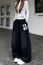 Locker geschnittene Hose in Blau in Blau, Schwarz