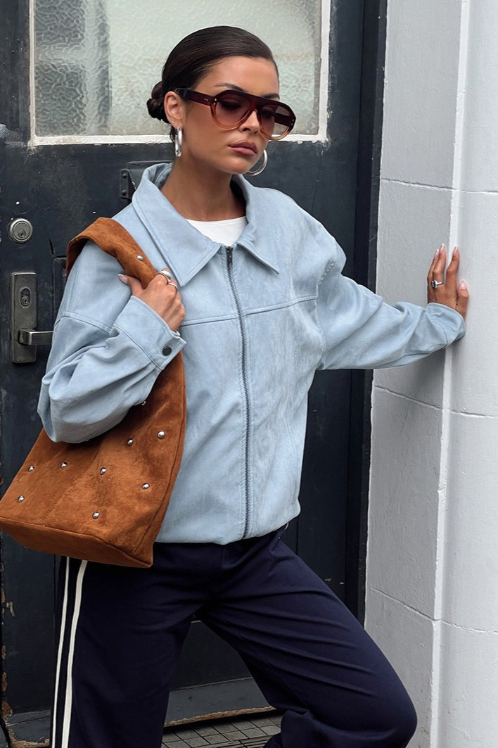 Jacke mit Wildleder in Blau