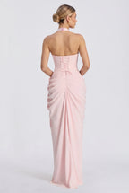 Minette – Spitzen-Maxikleid mit Neckholder und Beinschlitz