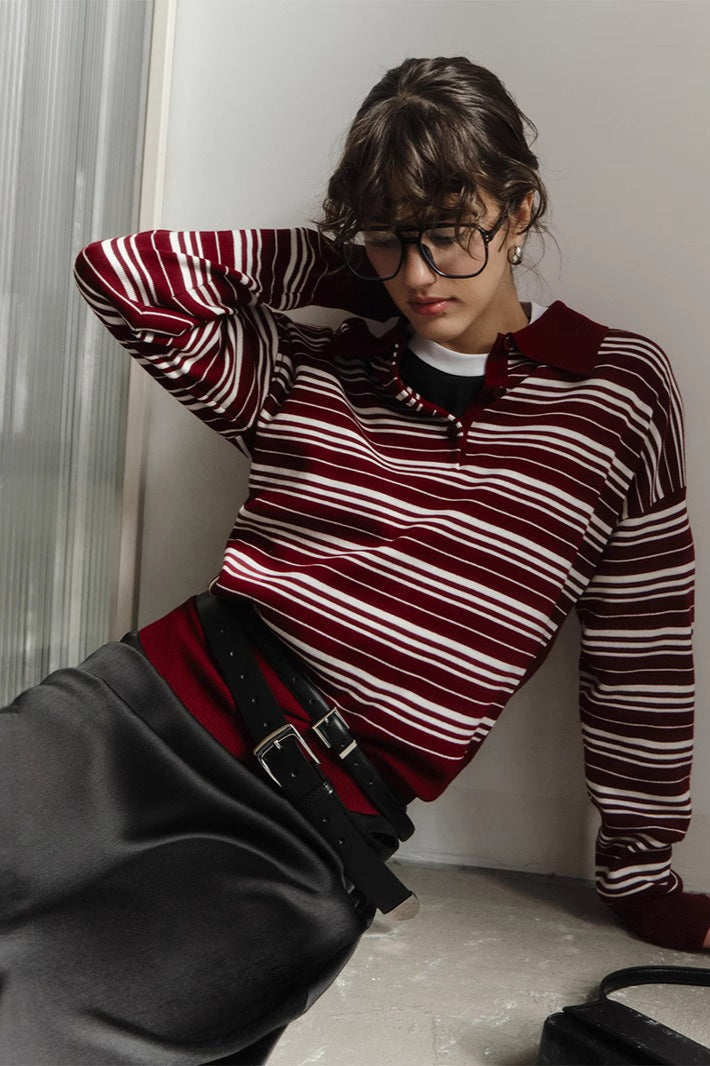 Pullover mit Streifenmuster und Strickstruktur