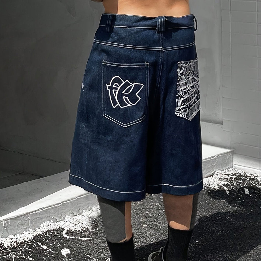 Lässige Bermuda-Denim-Shorts – Lockere Passform inklusive Stilvollen Blumenstickereien