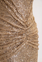 Mermaid – Wickel-Maxikleid mit Korsett-Schnürung und Pailletten