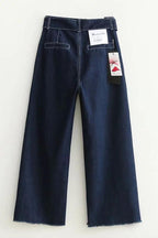 High-Waist Jeans mit ausgefranstem Saum und Gürtel