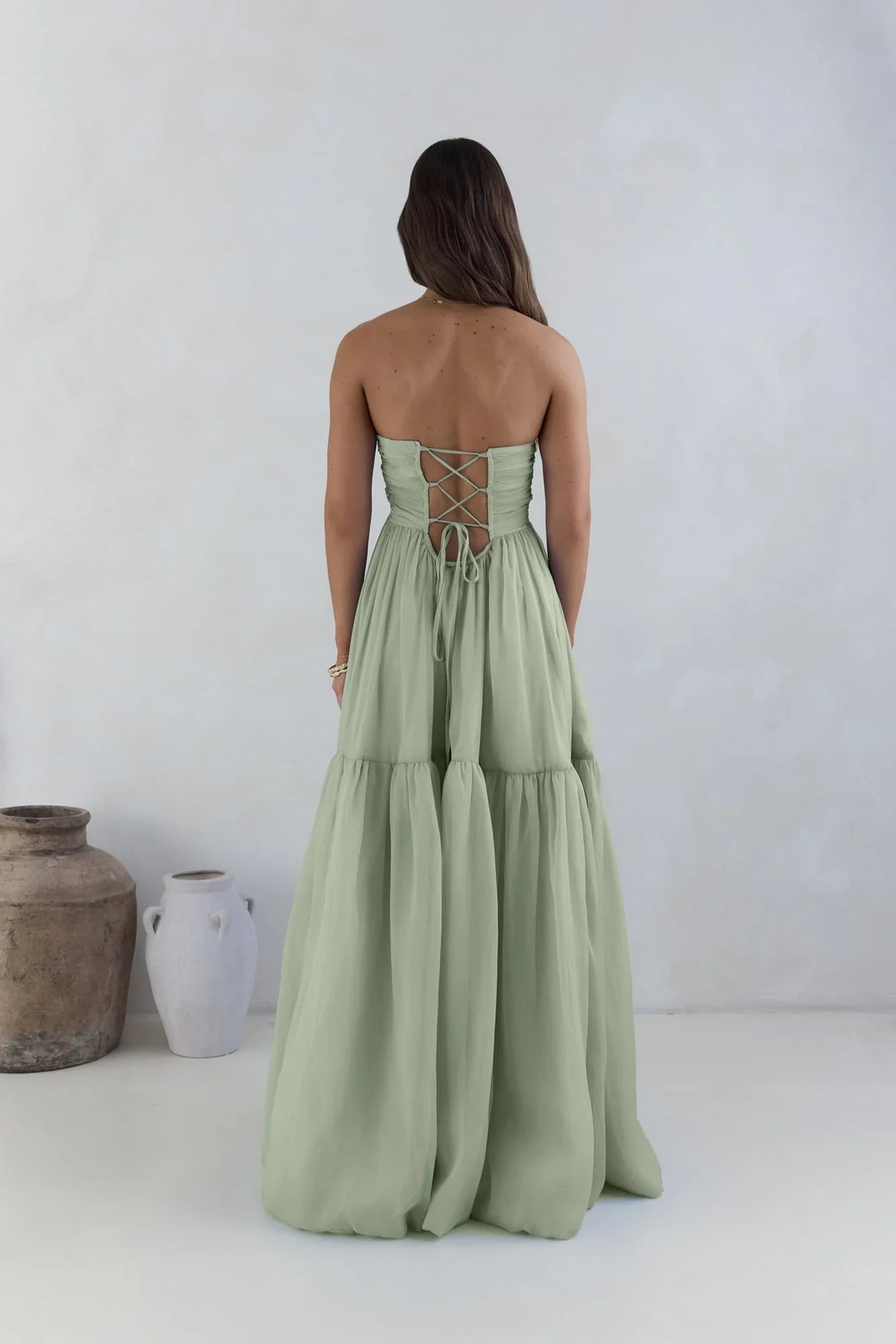 Schulterfreies Maxikleid