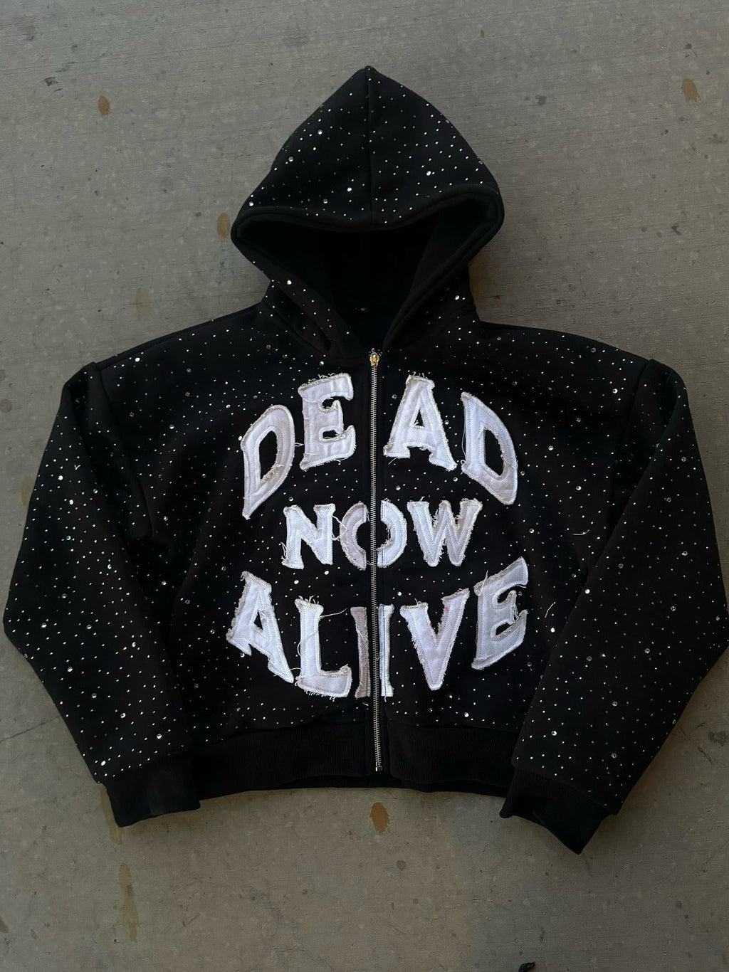 Hoodie mit Reißverschluss und Grafikdruck in Schwarz