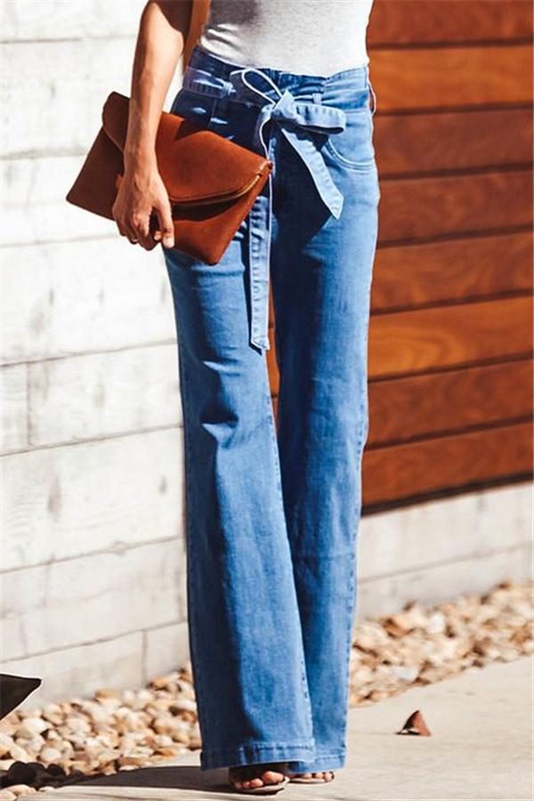Wide-Leg-Jeans mit Gürtel