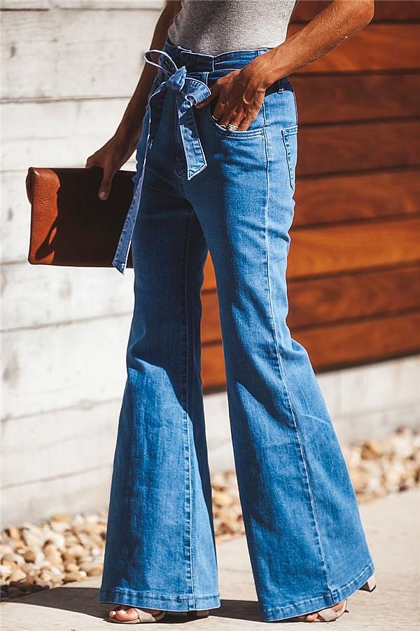 Wide-Leg-Jeans mit Gürtel
