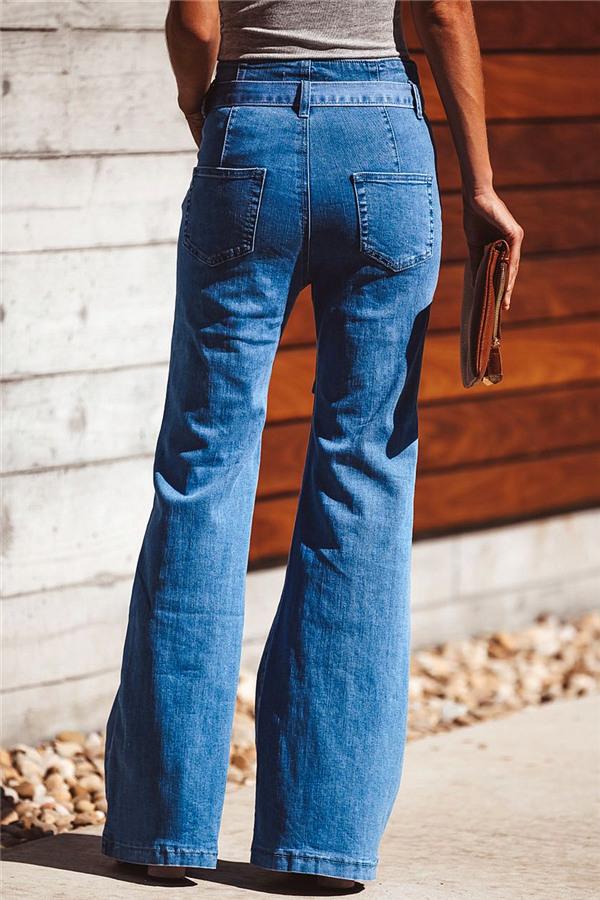 Wide-Leg-Jeans mit Gürtel