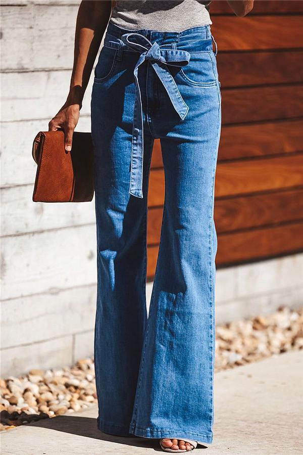 Wide-Leg-Jeans mit Gürtel