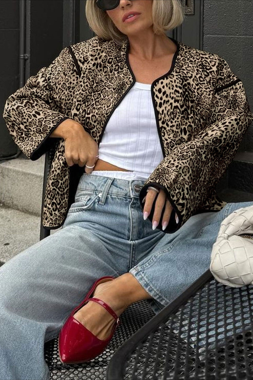 Strickjacke mit Druck