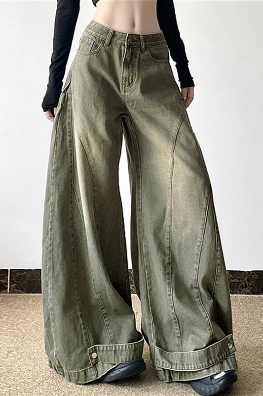 Jeans mit Denim in Grün