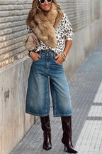 Jeans-Bermudas mit aufgesetzten Taschen