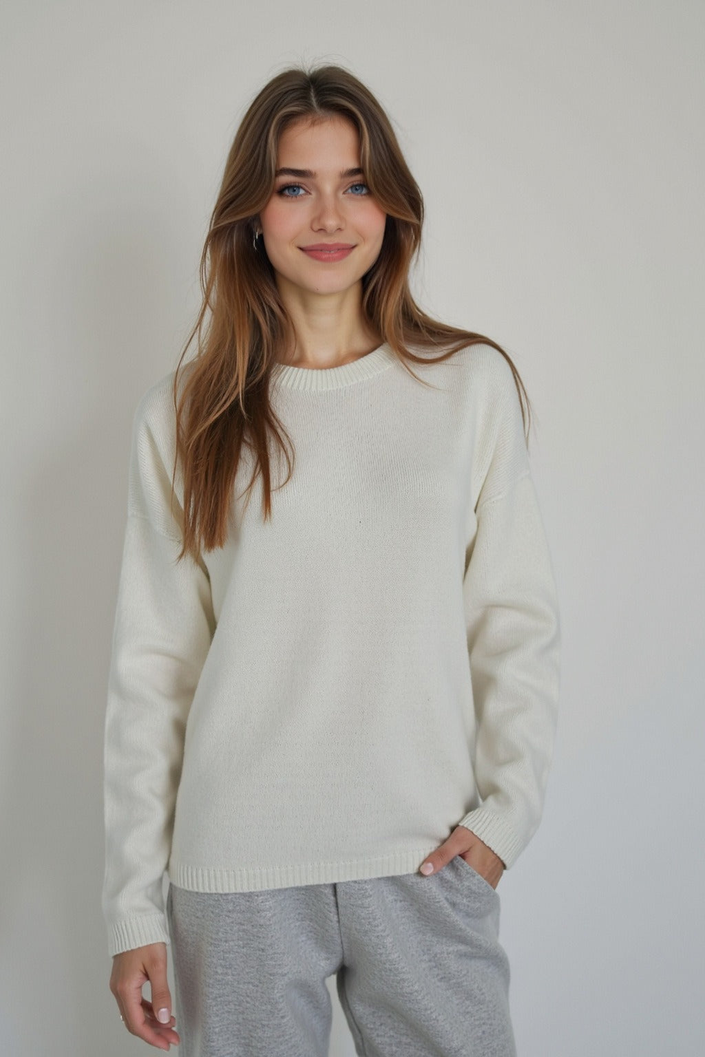 Pullover mit Strickstruktur und Wolle