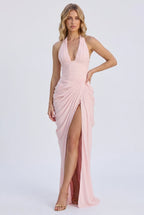 Minette – Spitzen-Maxikleid mit Neckholder und Beinschlitz