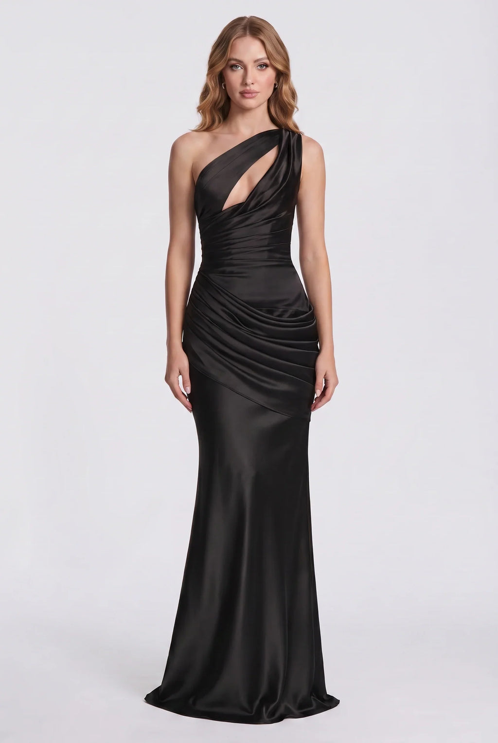 Twisted – Satin-Maxikleid mit Cut-outs