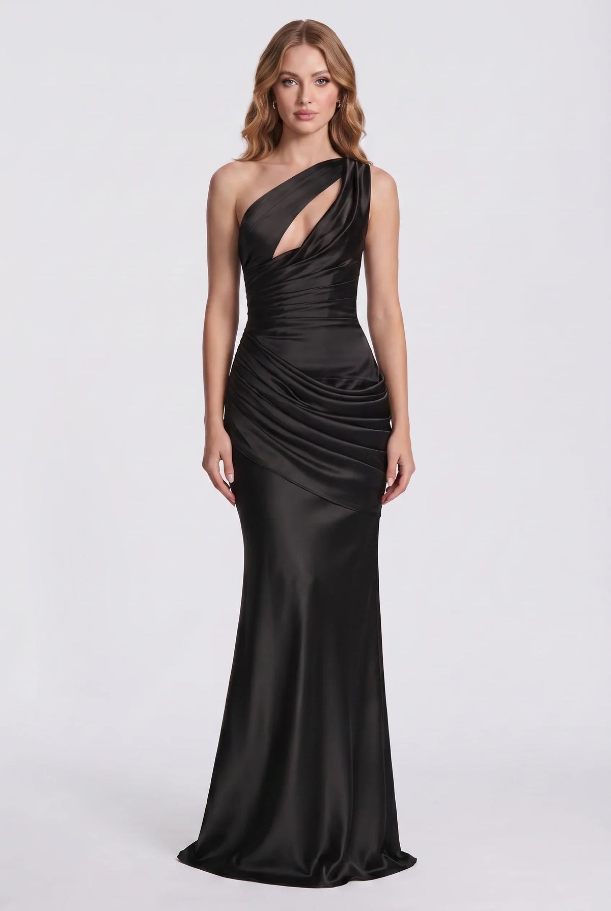 Twisted – Satin-Maxikleid mit Cut-outs
