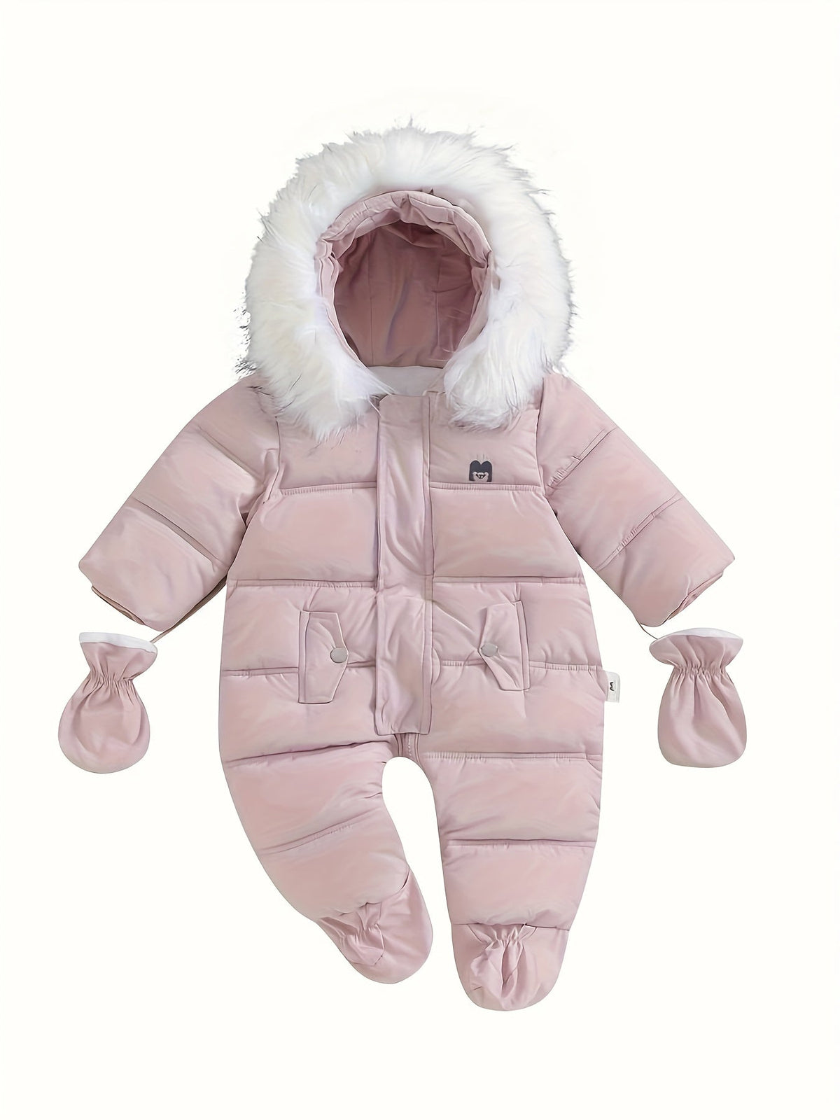 Snowy Baby Strampler – Warmer Winter-Overall inklusive Kapuze für draußen
