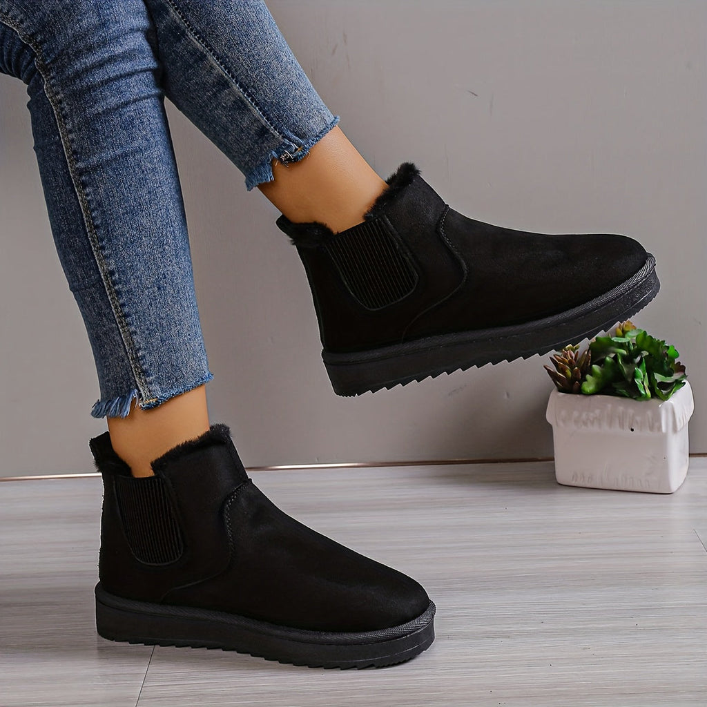 Stiefeletten gefüttert mit flachem Absatz – Beige