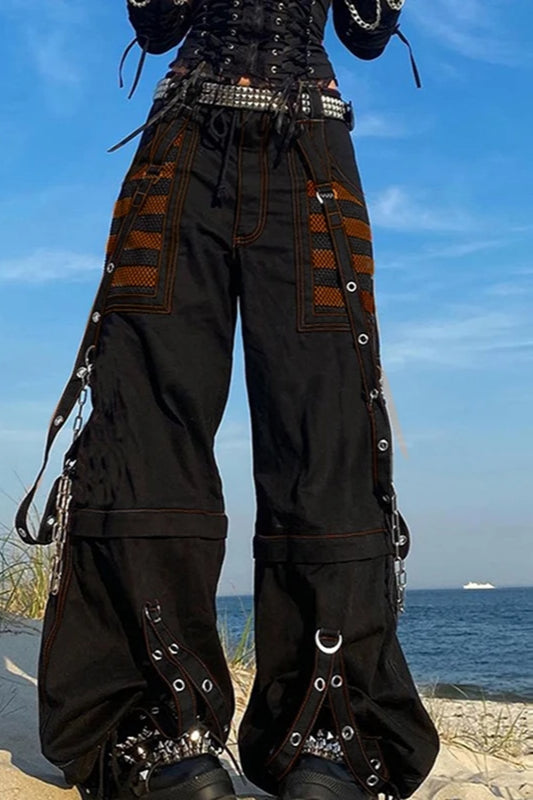 Jeans mit weitem Bein in Grün