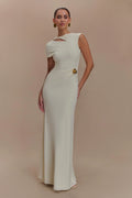 Damen Abendkleid mit asymmetrischem Ausschnitt und Drapierung