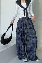 Hose mit Karomuster und Farbblockmuster