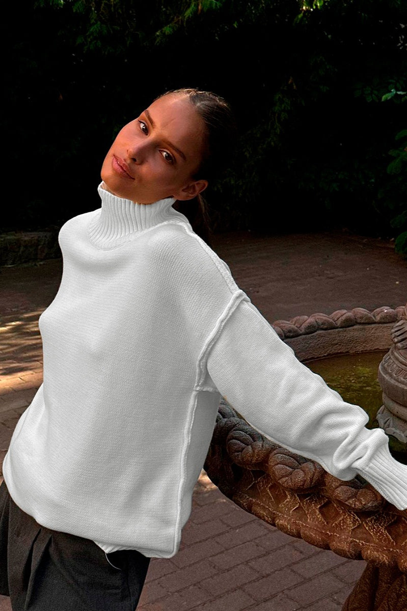 Pullover mit Patchwork und Strickstruktur