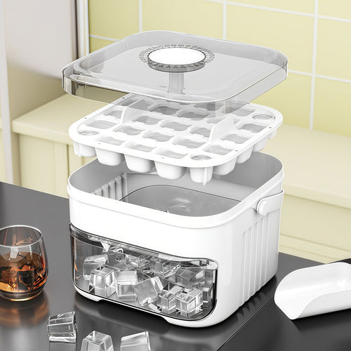 Doppelte Eiswürfelform mit 50 Fächern sowie Druckmechanismus für einfache Handhabung
