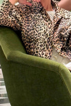 Jacke mit kurzem Schnitt, Reißverschluss und Leopardenmuster