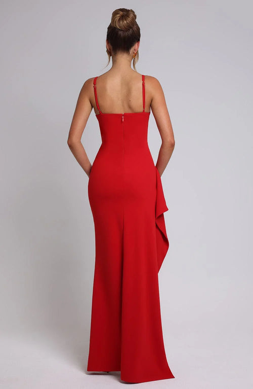 Damen Abendkleid mit V-Ausschnitt und hohem Beinschlitz