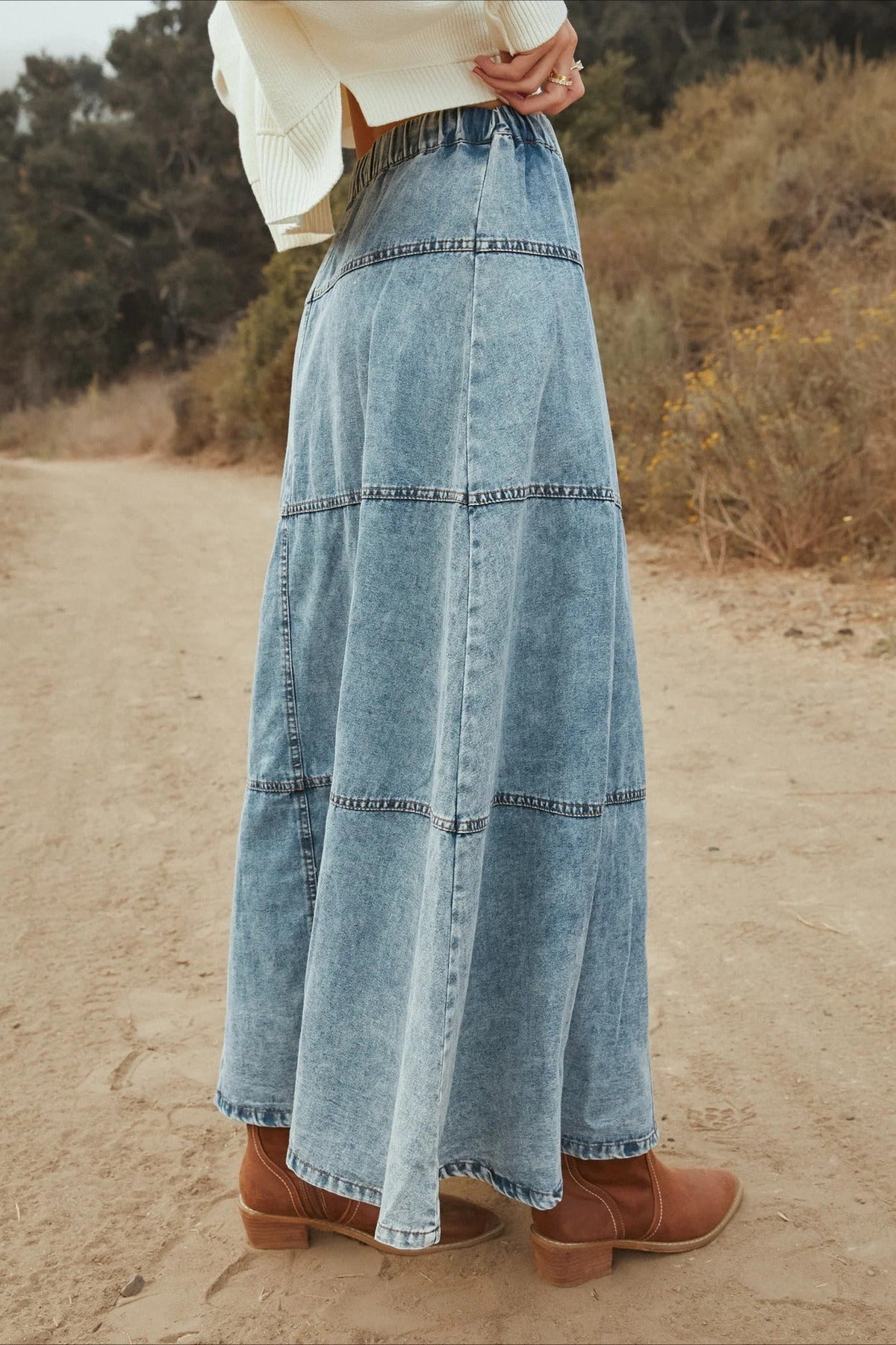 Rock mit A-Linie und Denim in Blau